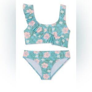 FREESTYLE NWOT Sz 6 Floral Kids Swim Set - Green and Pink